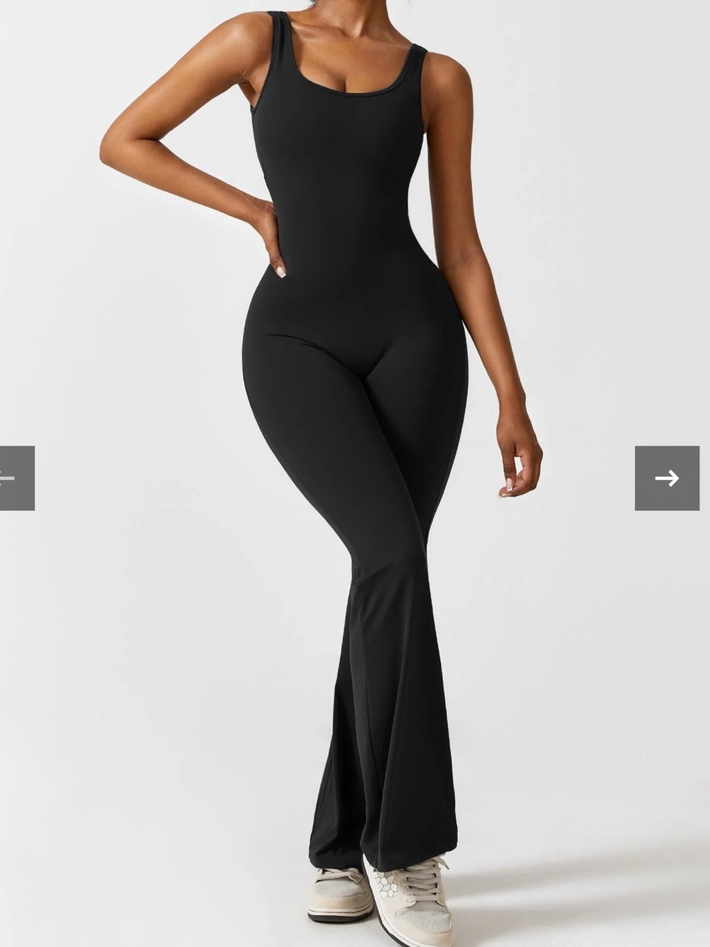 Black V Cutout Ruched Flare leg Jumpsuit Size M - Picture 12 of 13